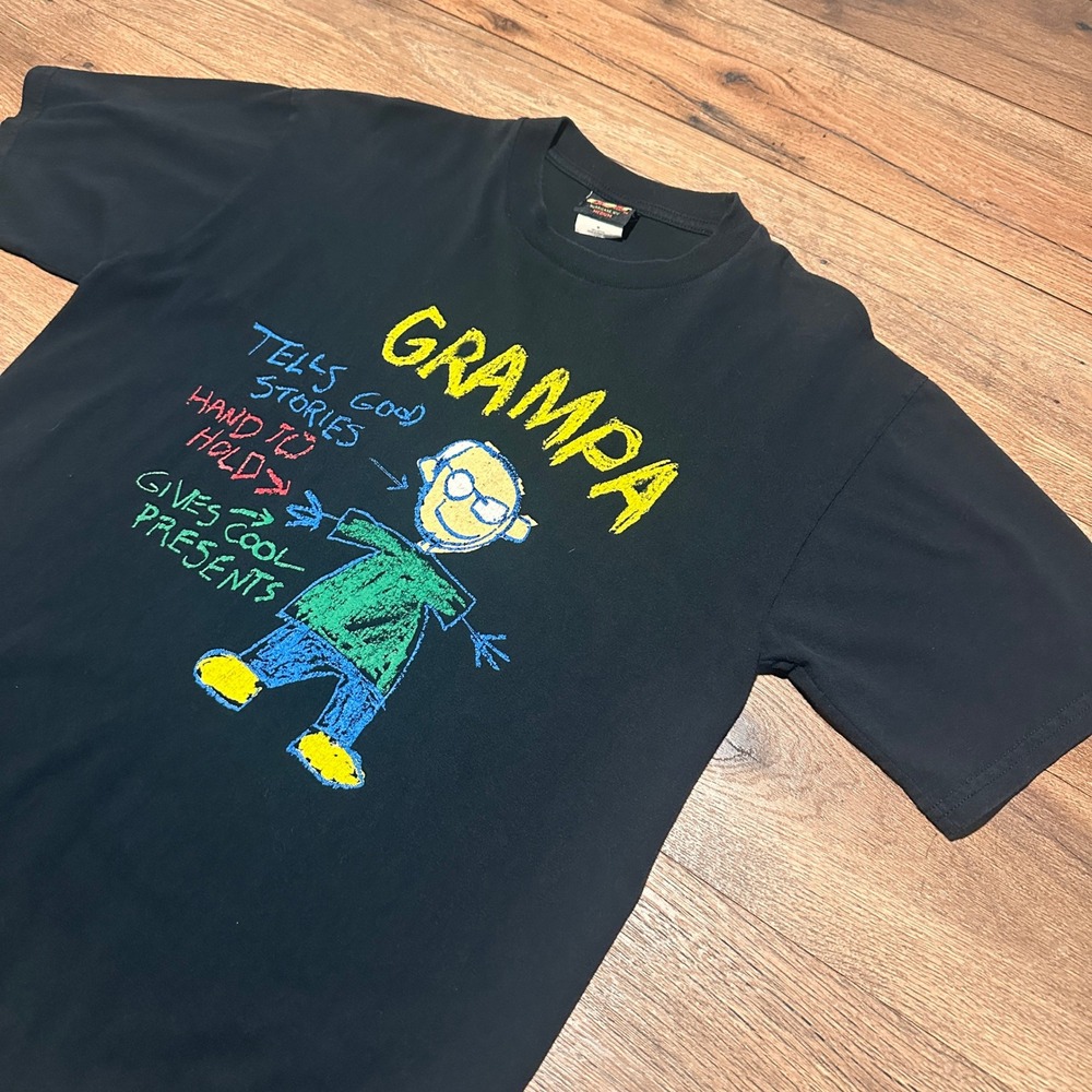 Vintage TSI Black Grampa Graphic T Shirt Mens Medium